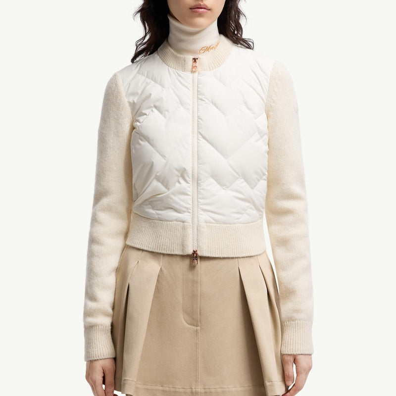 Padded Wool Blend Zip-Up Cardigan