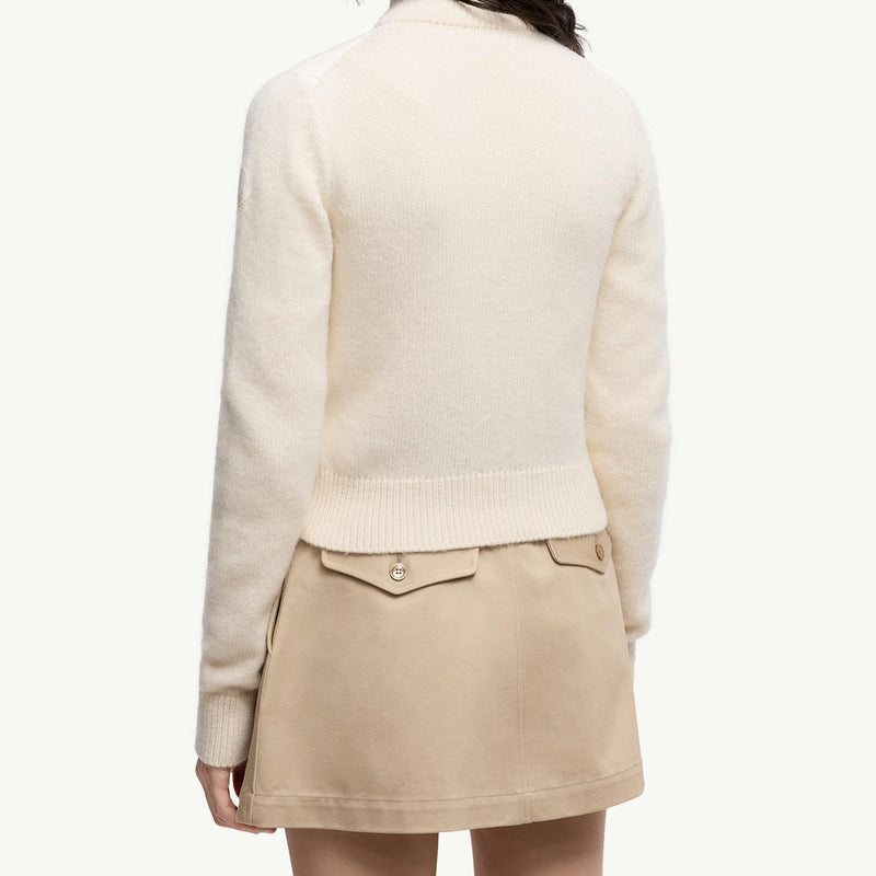 Padded Wool Blend Zip-Up Cardigan