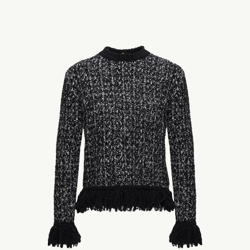 Fringe-Trim Wool Blend Jumper