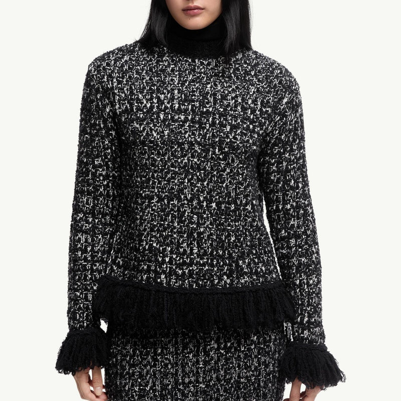 Fringe-Trim Wool Blend Jumper