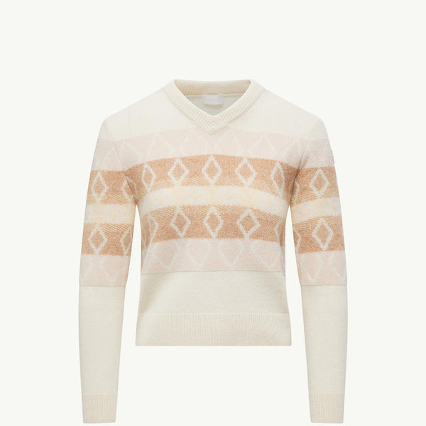 Wool Jacquard V-Neck Sweater