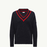 Padded V-Neck Cotton & Wool Blend Jumper