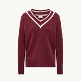 Padded V-Neck Cotton & Wool Blend Jumper