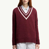 Padded V-Neck Cotton & Wool Blend Jumper