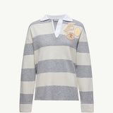 Striped Long Sleeve Wool Polo Shirt