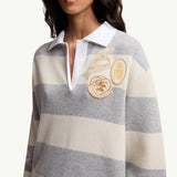 Striped Long Sleeve Wool Polo Shirt