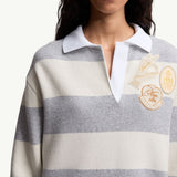 Striped Long Sleeve Wool Polo Shirt