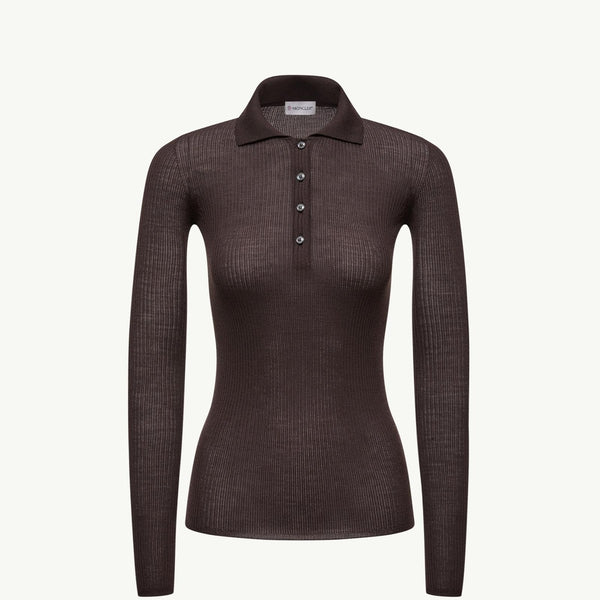 Wool Long Sleeve Polo Shirt