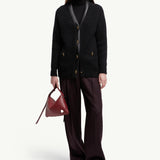 Leather-Trimmed Wool & Mohair Padded Cardigan