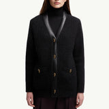Leather-Trimmed Wool & Mohair Padded Cardigan