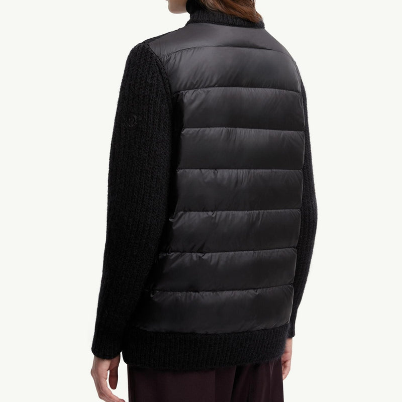 Leather-Trimmed Wool & Mohair Padded Cardigan