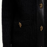 Leather-Trimmed Wool & Mohair Padded Cardigan