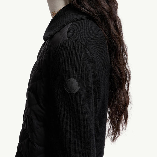 Diagonal-Quilted Padded Wool Cardigan