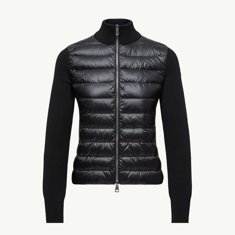 Diagonal-Quilted Padded Wool Cardigan