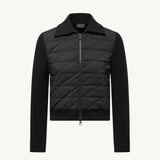 Diagonal-Quilted Padded Wool Cardigan
