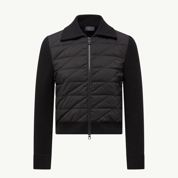 Diagonal-Quilted Padded Wool Cardigan