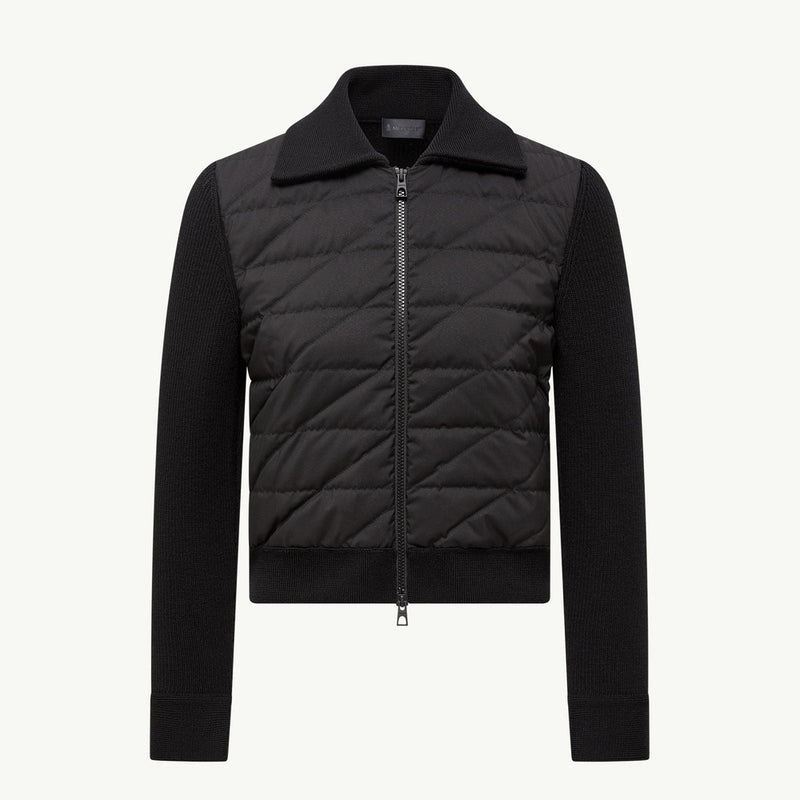 Diagonal-Quilted Padded Wool Cardigan