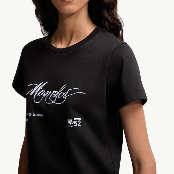 Embroidered Cursive Logo Cotton T-Shirt