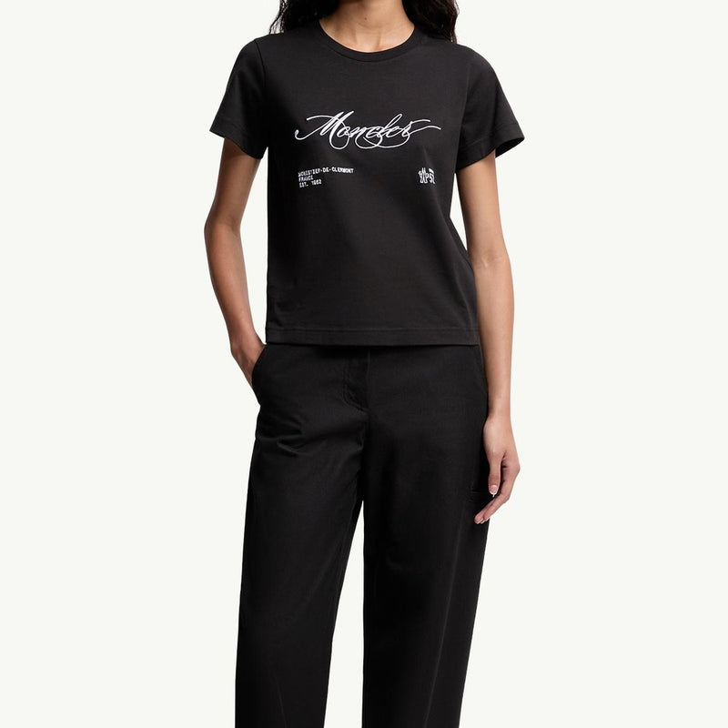 Embroidered Cursive Logo Cotton T-Shirt