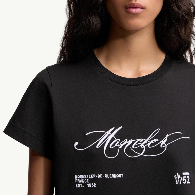 Embroidered Cursive Logo Cotton T-Shirt