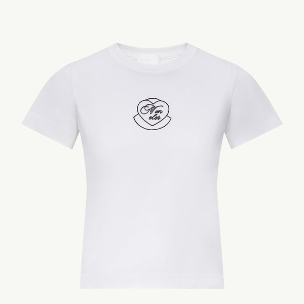 Embroidered Heart Logo Cotton T-Shirt