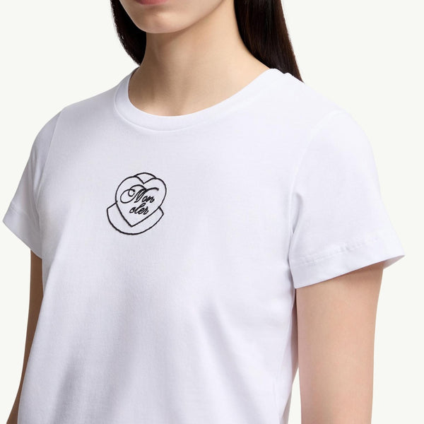 Embroidered Heart Logo Cotton T-Shirt
