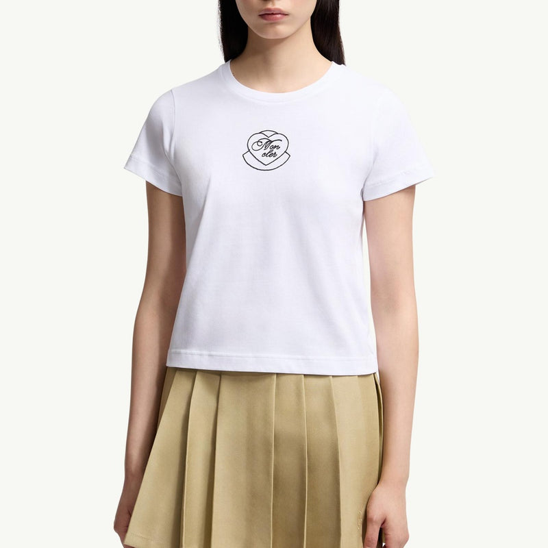 Embroidered Heart Logo Cotton T-Shirt