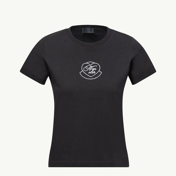 Embroidered Heart Logo Cotton T-Shirt