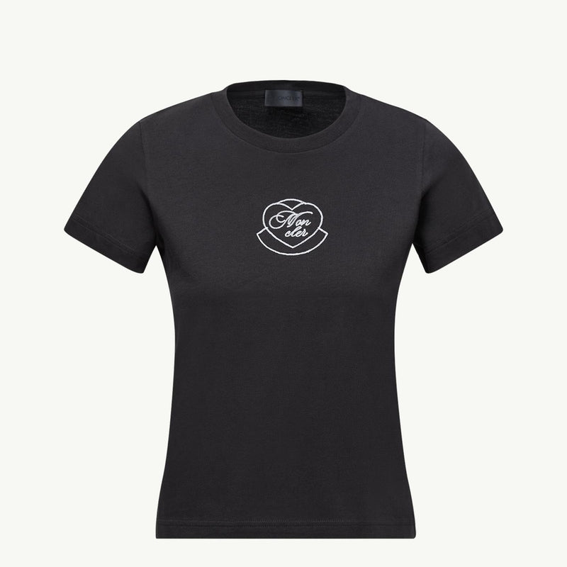 Embroidered Heart Logo Cotton T-Shirt