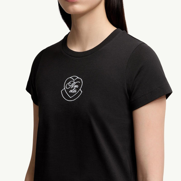 Embroidered Heart Logo Cotton T-Shirt