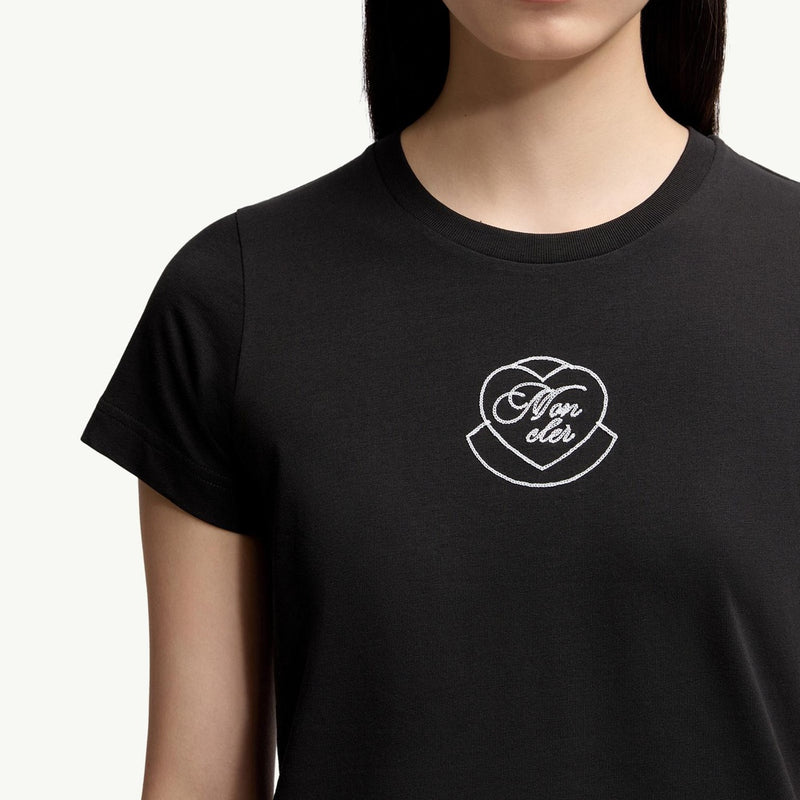 Embroidered Heart Logo Cotton T-Shirt