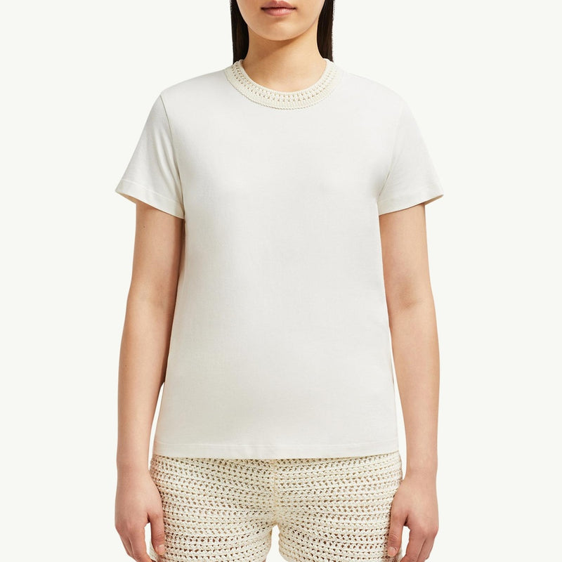 Crochet Accent Cotton T-Shirt