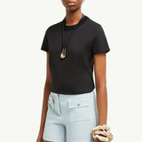 Crochet Accent Cotton T-Shirt