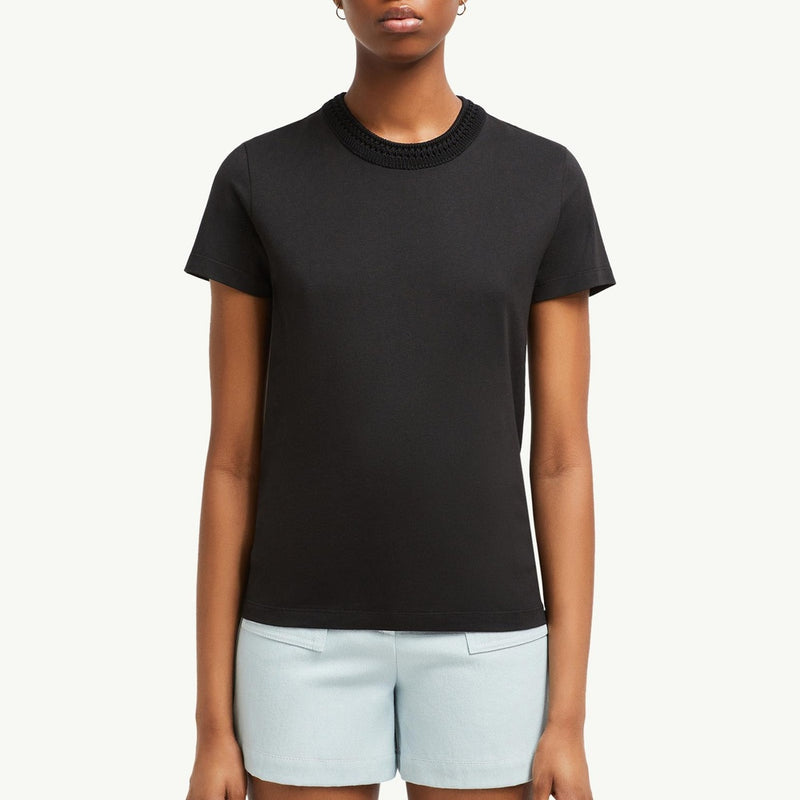 Crochet Accent Cotton T-Shirt