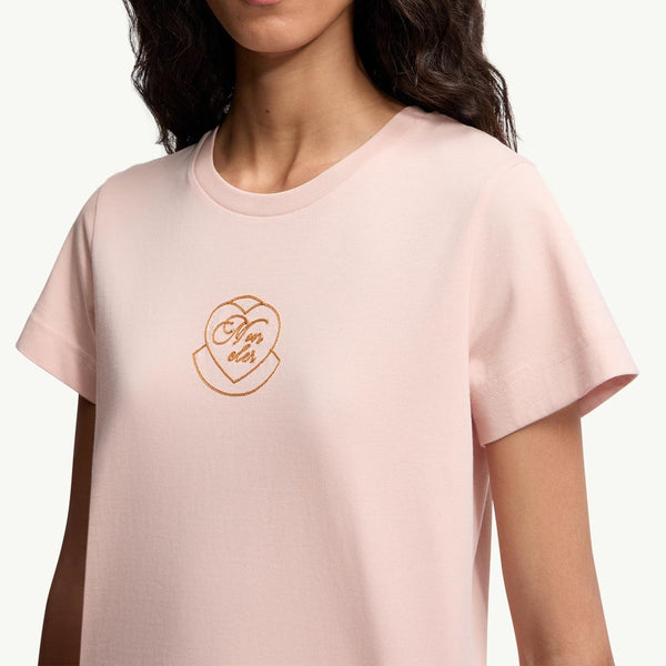Embroidered Heart Logo Cotton T-Shirt