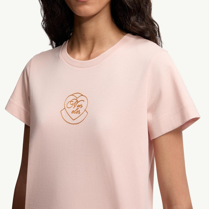 Embroidered Heart Logo Cotton T-Shirt