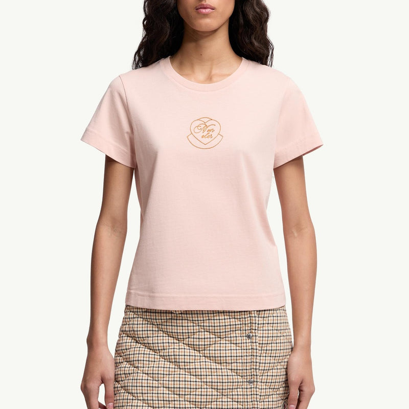 Embroidered Heart Logo Cotton T-Shirt