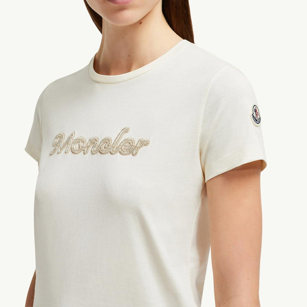 Pearl-Embroidered Logo Cotton T-Shirt