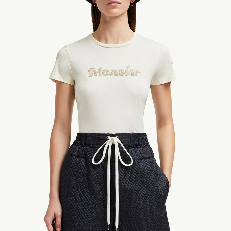 Pearl-Embroidered Logo Cotton T-Shirt