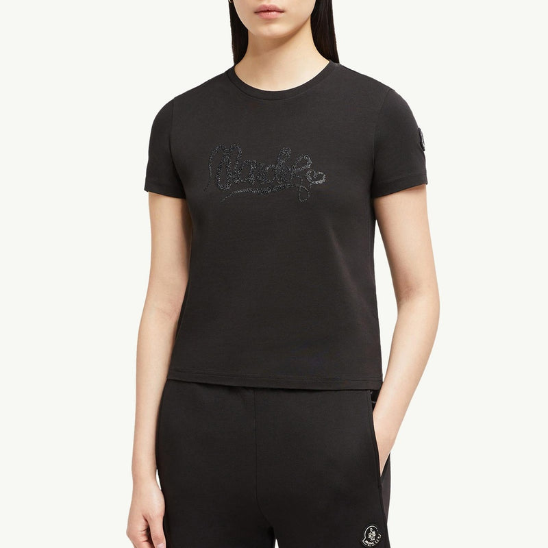 Embroidered Calligraphy Logo Cotton T-Shirt