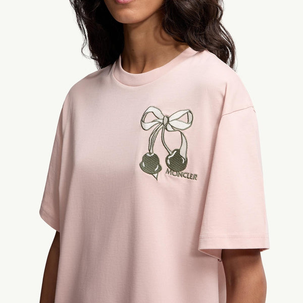 Embroidered Cherry Logo Cotton T-Shirt