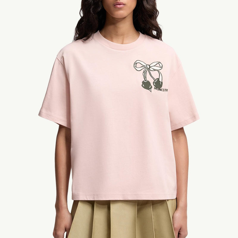 Embroidered Cherry Logo Cotton T-Shirt