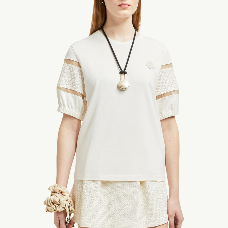 Silk Trim Cotton T-Shirt