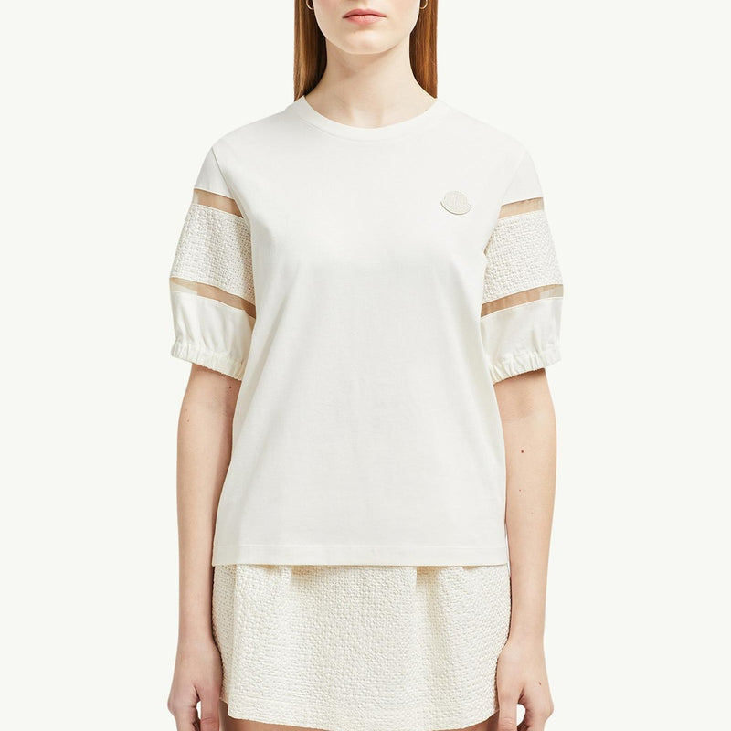 Silk Trim Cotton T-Shirt