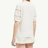 Silk Trim Cotton T-Shirt