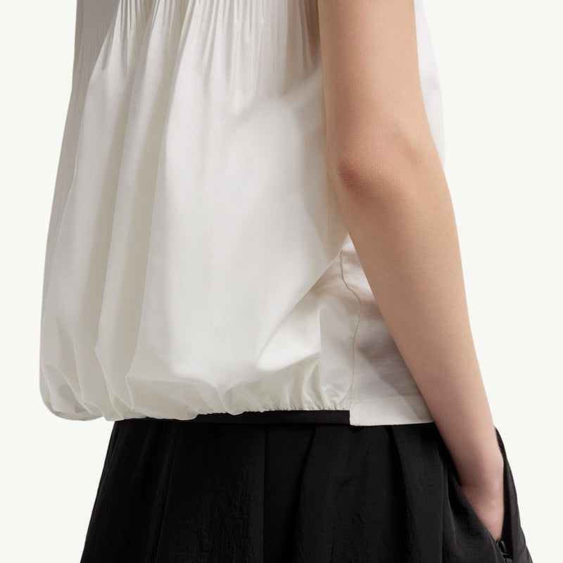 Pleated Back Cotton T-Shirt