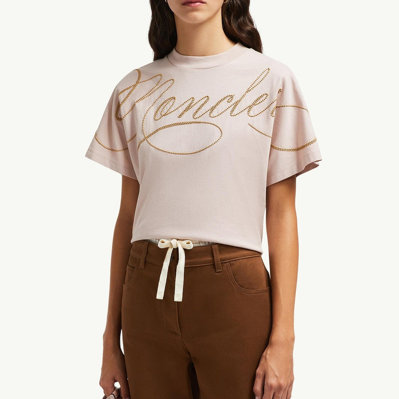 Embroidered Cursive Logo Cotton T-Shirt