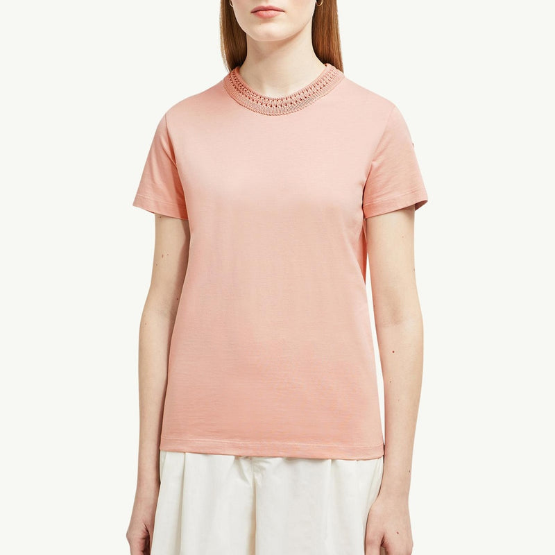 Crochet Accent Cotton T-Shirt