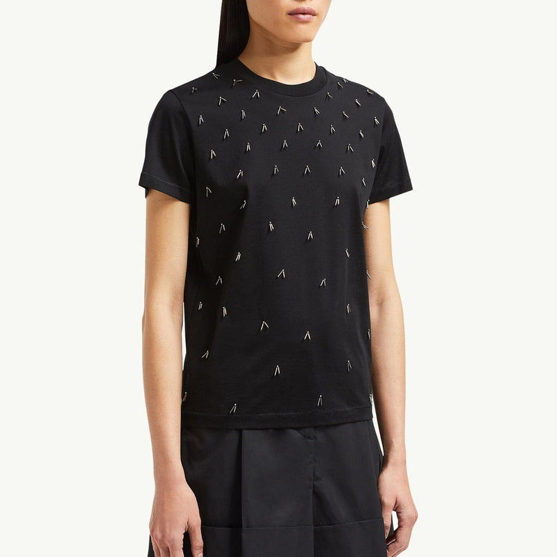Beaded Cotton T-Shirt