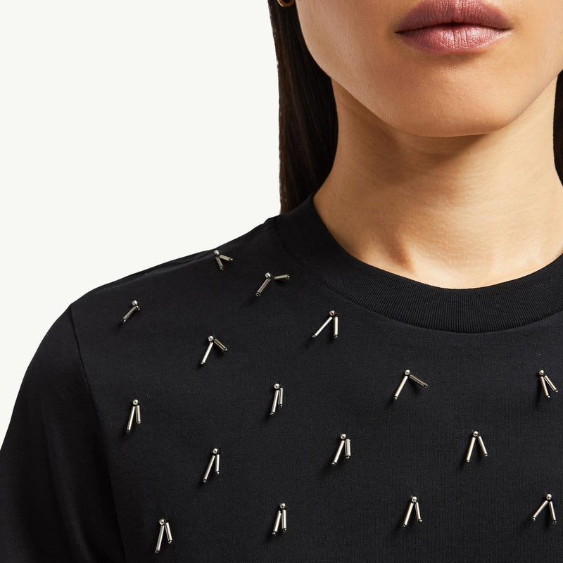 Beaded Cotton T-Shirt